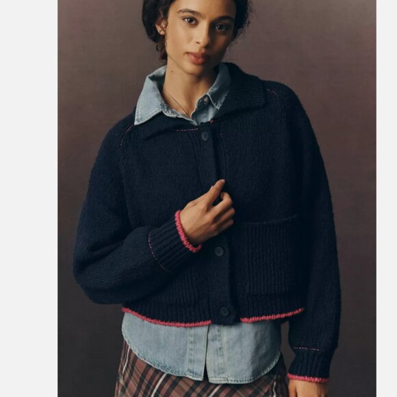 Anthropologie Pilcro Jesse Dog Icon Cardigan Sweater Goldendoodle XS Puppy NWT - Picture 2 of 6